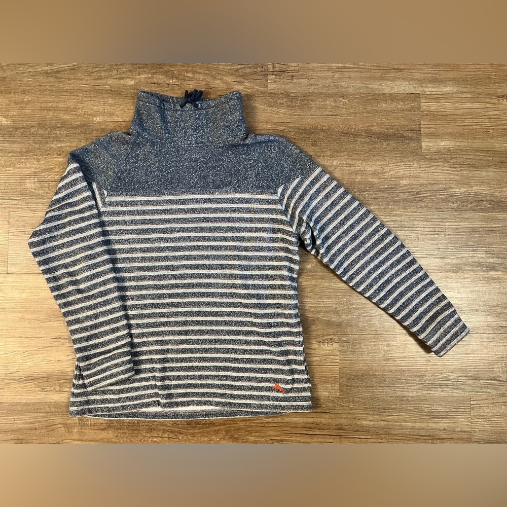 Tommy Bahama Sweater Womens Small 1/4 Zip Pullover Mock Neck Casual Striped C38
